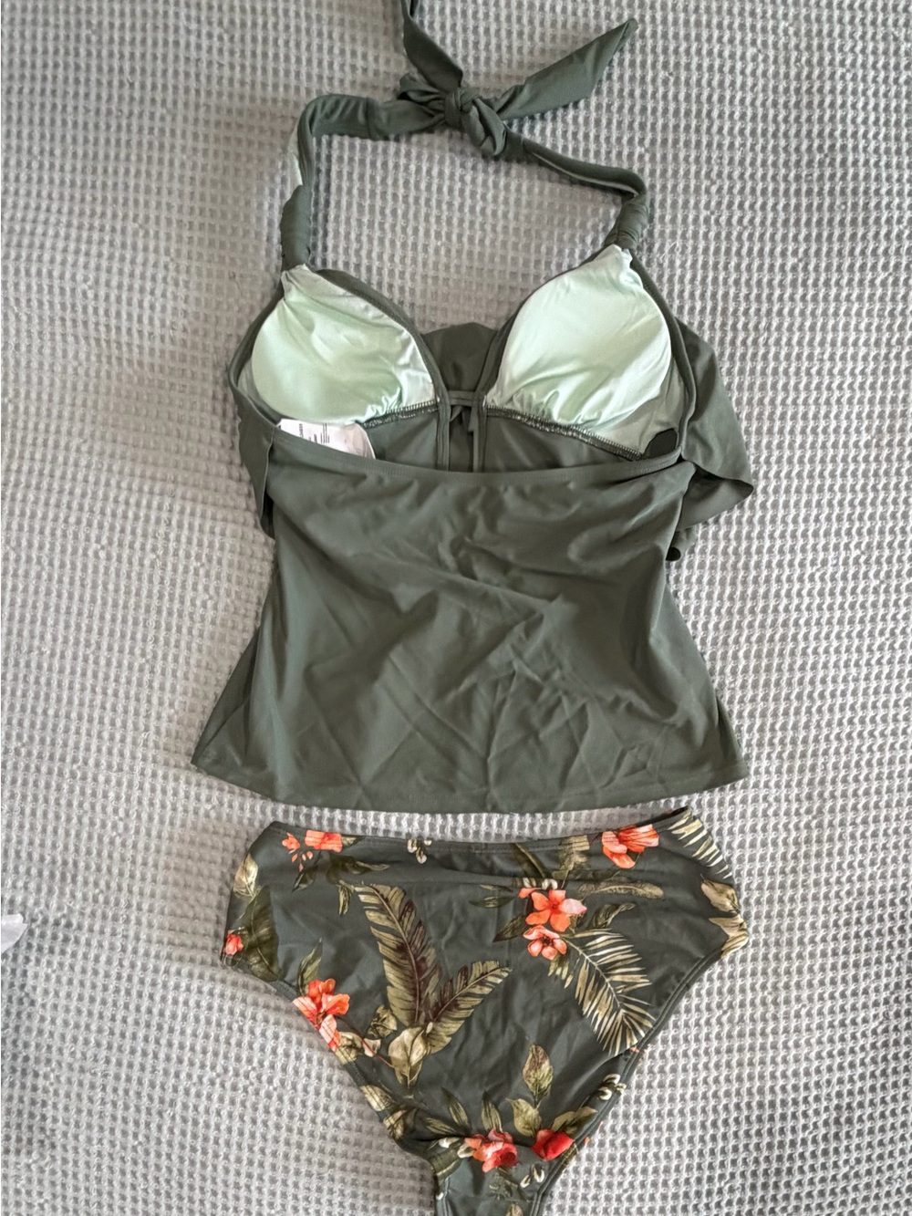 NWT Two-Piece Tankini with Floral High-Waist Bottoms - Picture 2 of 3